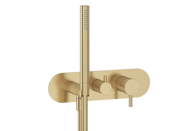 Baterie Ravak Espirit podomítková 2cestná se sprchovým setem, pro R-box, gold brushed, X070611 Baterie Ravak Espirit podomítková 2cestná se sprchovým setem, pro R-box, gold brushed, X070611