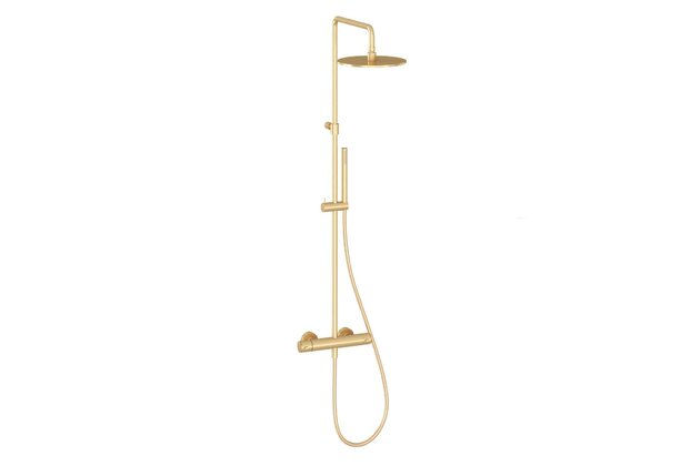 Sprchový sloup Ravak Espirit termostatický se sprchovým setem, gold brushed, X070614 Sprchový sloup Ravak Espirit termostatický se sprchovým setem, gold brushed, X070614