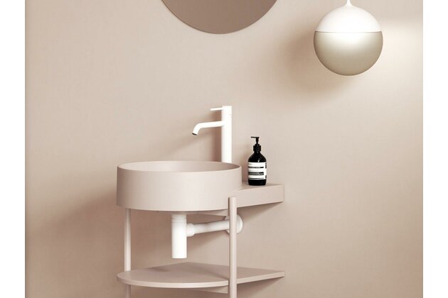 Umyvadlo Ravak Yard 40 keramické tenkostěnné, na konzoli nebo konstrukci Yard, s otvorem pro baterii, alabaster pink, XJX0G240000