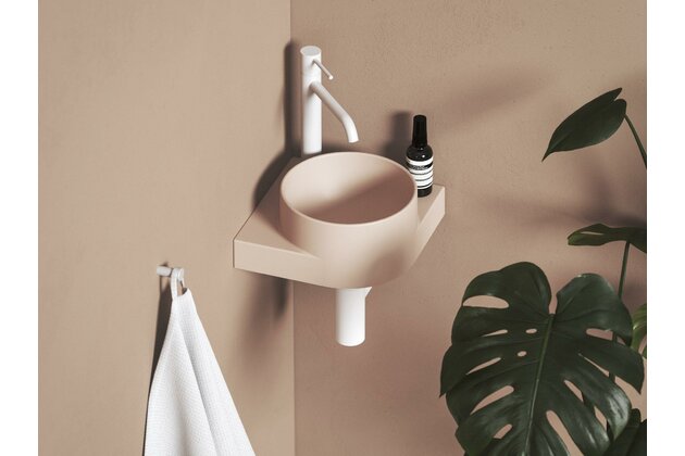 Umývátko Ravak Yard 28 C keramické rohové tenkostěnné, na konzoli Yard, s otvorem pro baterii, alabaster pink, XJX0G228000 Umývátko Ravak Yard 28 C keramické rohové tenkostěnné, na konzoli Yard, s otvorem pro baterii, alabaster pink, XJX0G228000