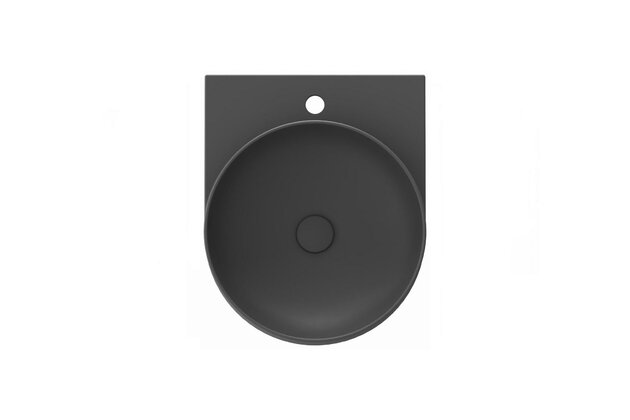 Umyvadlo Ravak Yard 40 keramické tenkostěnné, na konzoli nebo konstrukci Yard, s otvorem pro baterii, antracit, XJX03240002