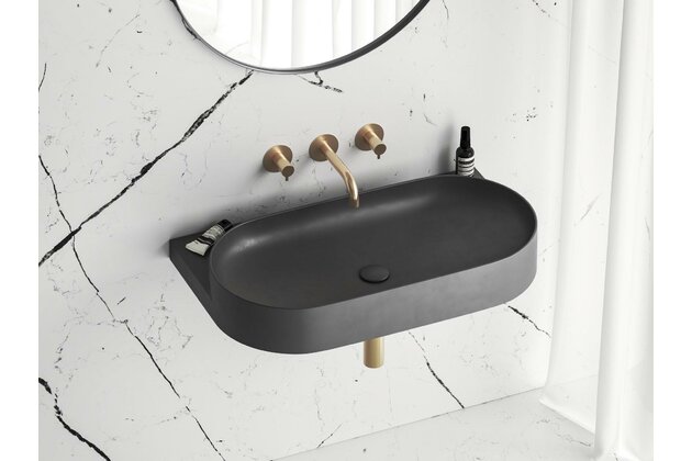 Umyvadlo Ravak Yard 80 keramické tenkostěnné, na konzoli nebo konstrukci Yard, bez otvoru, antracit, XJX03080000 Umyvadlo Ravak Yard 80 keramické tenkostěnné, na konzoli nebo konstrukci Yard, bez otvoru, antracit, XJX03080000