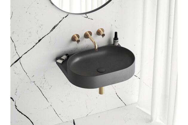 Umyvadlo Ravak Yard 60 keramické tenkostěnné, na konzoli nebo konstrukci Yard, bez otvoru, antracit, XJX03060000 Umyvadlo Ravak Yard 60 keramické tenkostěnné, na konzoli nebo konstrukci Yard, bez otvoru, antracit, XJX03060000