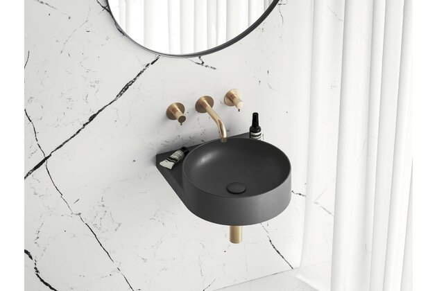 Umyvadlo Ravak Yard 40 keramické tenkostěnné, na konzoli nebo konstrukci Yard, bez otvoru, antracit, XJX03040000