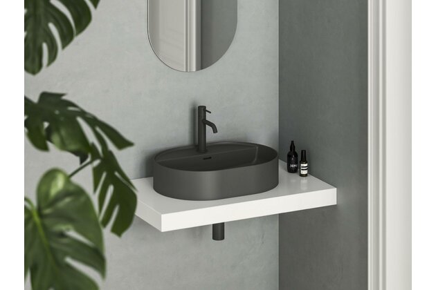 Umyvadlo Ravak Ceramic Slim Shelf 55 O keramické na desku nebo skříňku tenkostěnné, bez přepadu, antracit, XJX03155001 Umyvadlo Ravak Ceramic Slim Shelf 55 O keramické na desku nebo skříňku tenkostěnné, bez přepadu, antracit, XJX03155001