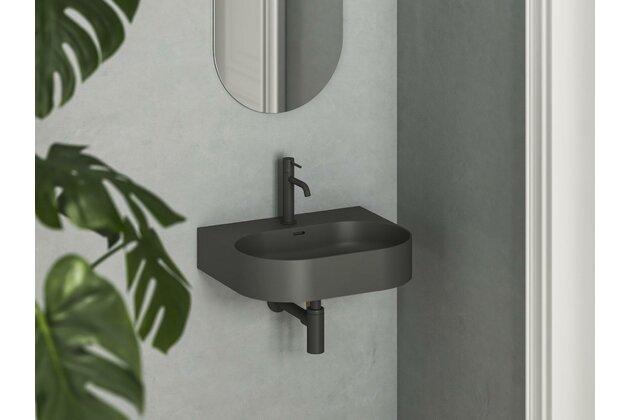 Umyvadlo Ravak Ceramic Slim Wall 55 O keramické na zeď, desku nebo skříňku tenkostěnné, bez přepadu, antracit, XJX03155002