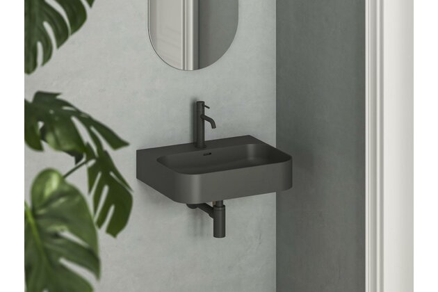 Umyvadlo Ravak Ceramic Slim Wall 55 R keramické na zeď, desku nebo skříňku tenkostěnné, bez přepadu, antracit, XJX03155005 Umyvadlo Ravak Ceramic Slim Wall 55 R keramické na zeď, desku nebo skříňku tenkostěnné, bez přepadu, antracit, XJX03155005