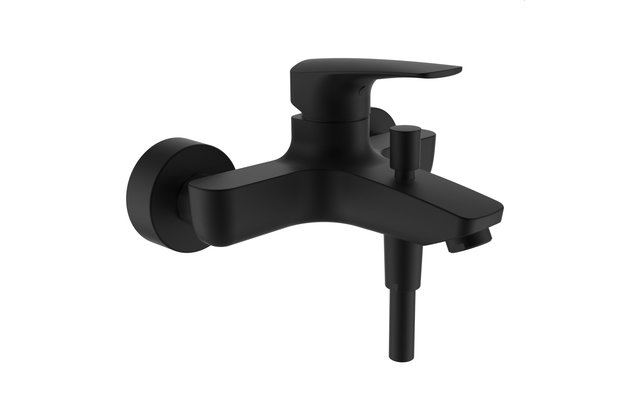 Laurin vanová nástěnná páková baterie, s ruční sprchou Stella 80 mm a sprchovou syntetickou hadicí 1600 mm, PVD titan černý matný HF500760428600 Laurin vanová nástěnná páková baterie, s ruční sprchou Stella 80 mm a sprchovou syntetickou hadicí 1600 mm, PVD titan černý matný HF500760428600