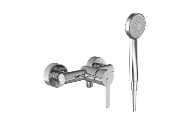Lua sprchová nástěnná páková baterie s ruční sprchou 80 mm, 1 funkce a syntetickou sprchovou hadicí 1600 mm, chrom H3310810041311