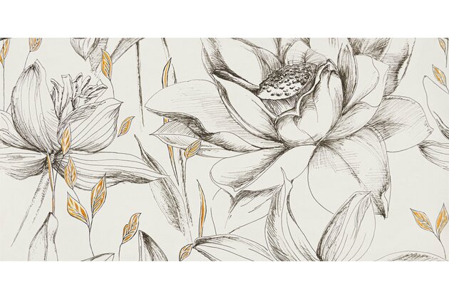 Dekor Tubadzin Velo bianco flowers 2 pololesk rektifikovaný 60x120