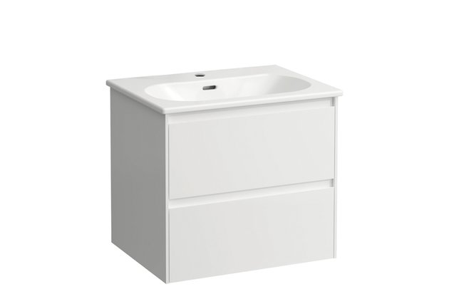 Lua umyvadlo 60 slim se skříňkou Lani 60 se 2 zásuvkami bílá mat H8600832601041