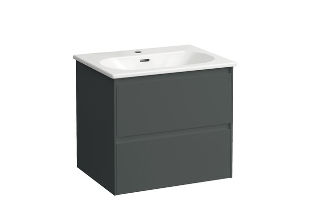 Lua umyvadlo 60 slim se skříňkou Lani 60 se 2 zásuvkami šedá traffic H8600832661041