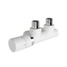 Armatura Zehnder rohová 1/2", s termostatickou hlavicí Design Line vlevo, Set Q, RAL 0556 white matt, Z-839429-0556