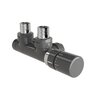 Armatura Zehnder rohová 1/2", s termostatickou hlavicí Design Line vpravo, Set P, RAL 0346 anthracite, Z-839419-0346
