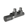 Armatura Zehnder rohová 1/2", s termostatickou hlavicí Design Line vlevo, Set Q, RAL 0346 anthracite, Z-839429-0346