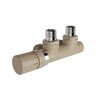 Armatura Zehnder rohová 1/2", s termostatickou hlavicí Design Line vlevo, Set Q, RAL 0523 beige quartz, Z-839429-0523